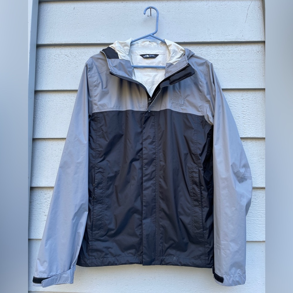 North Face Rain Jacket with Hood, Men’s Small, Black and Gray